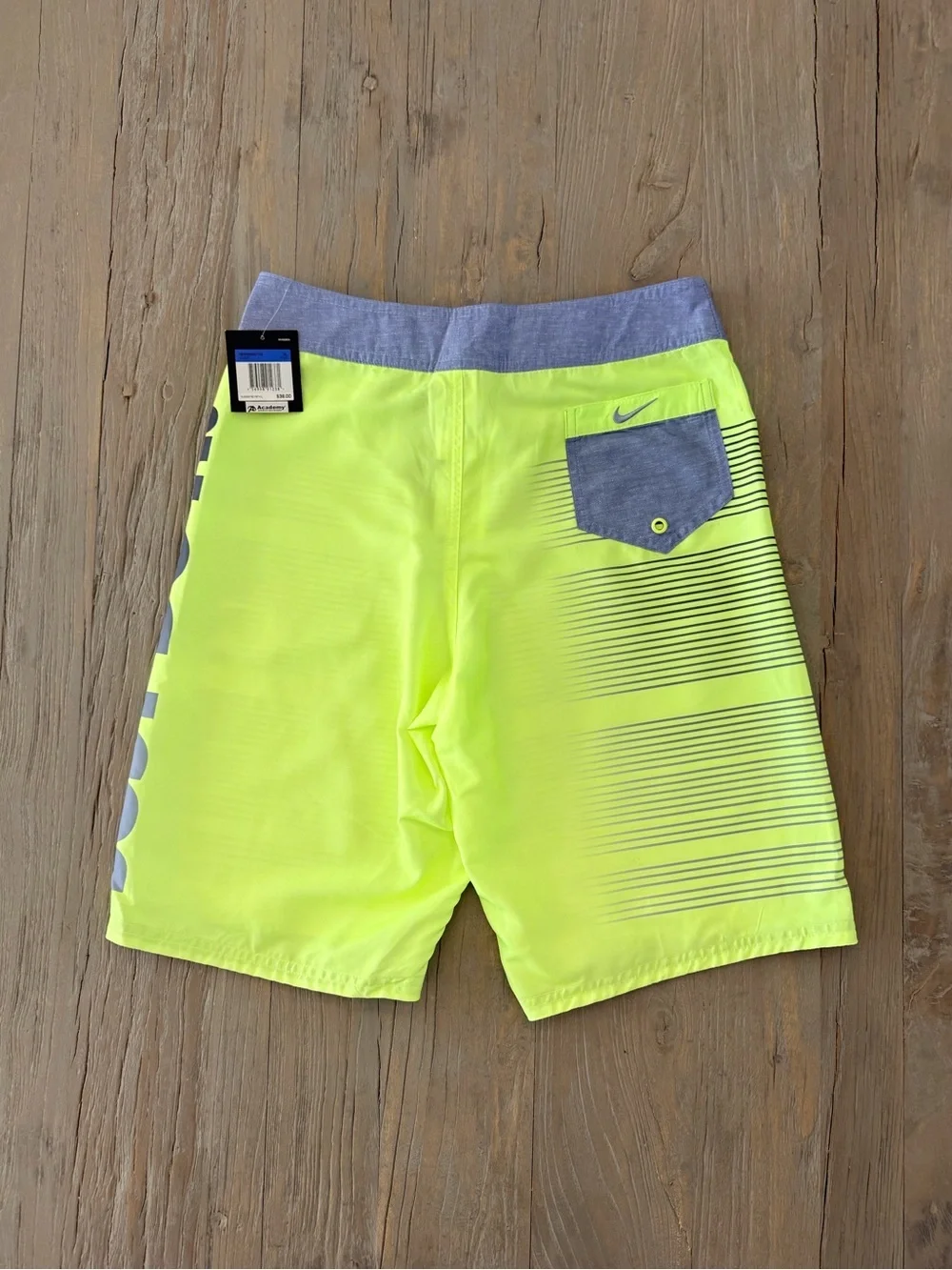 Nike Boys Swim Boardshorts Neon Yellow-green Black/Gray Logo Swim Size-XL NWT
